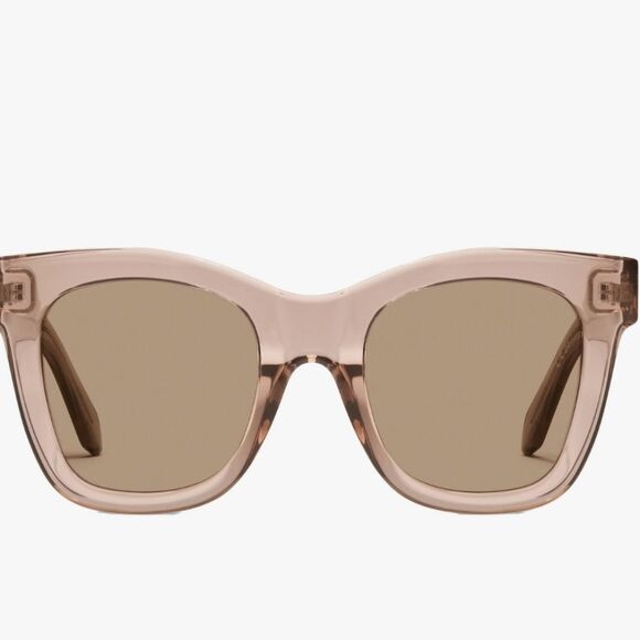 Quay Australia After Hours Oversized Square Sunglasses- Crystal Doe/Tan
